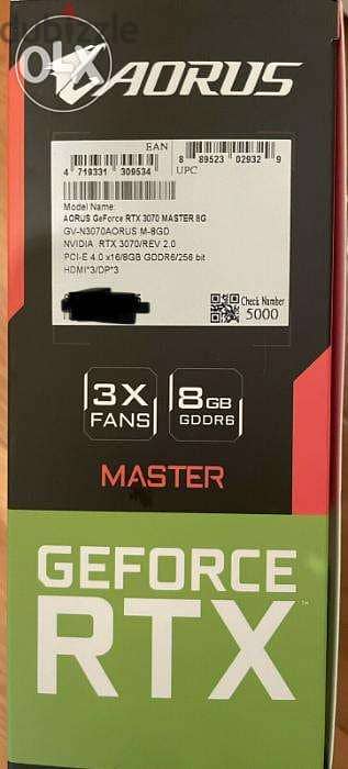 NEW GIGABYTE NVIDIA GeForce RTX 3070 AORUS Master 8 GB LHR 3