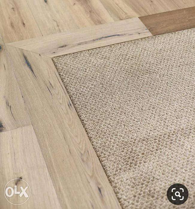 Wood flooring with carpet frame decorations 2