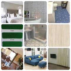 Wood flooring parkia,, Office tiles carpet,, sofa,,wallpaper,, grass c 0