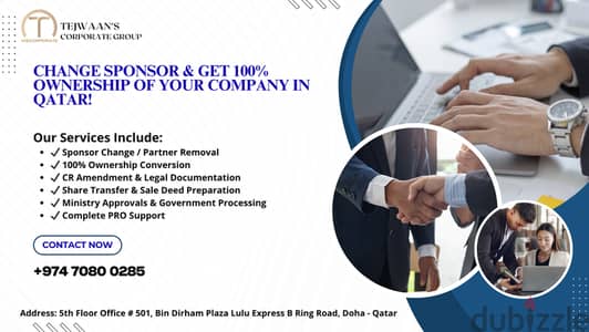 Change Sponsor & Get 100% Ownership of Your Company in Qatar!