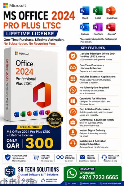 MS Office 2024 Pro Plus LTSC – Lifetime License | Only QAR 300