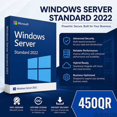 Windows Server Standard 2022 – Lifetime License | Only 450 QAR