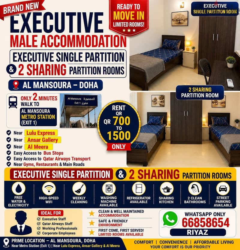 BRAND NEW EXECUTIVE MALE BEDSPACE & PARTITION ROOMS – AL MANSOURA 8