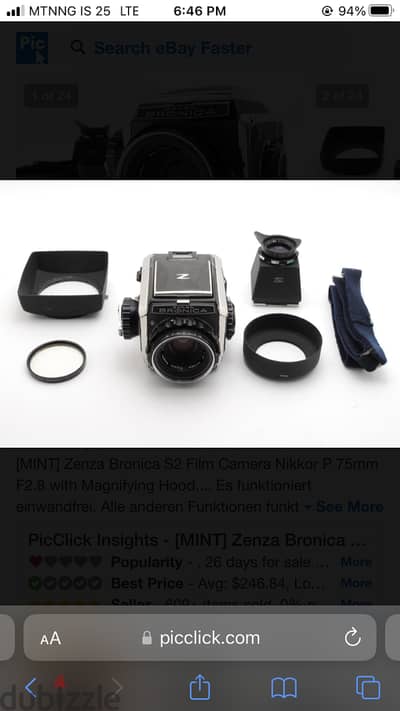 [MINT] Zenza Bronica S2 Film Camera Nikkor P 75mm F2.8 with Magnifying