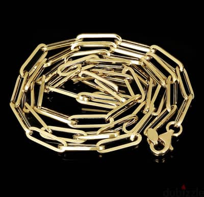 Italian 14k Yellow Gold Paper Clip Link Chain Necklace 16" 4.2mm 5.3 g