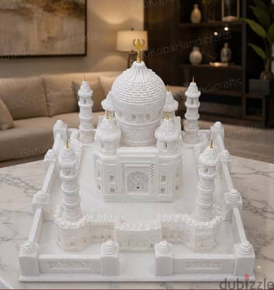 Handcrafted Taj Mahal Statue | Marble Inlay Art Decor | Islamic Monume