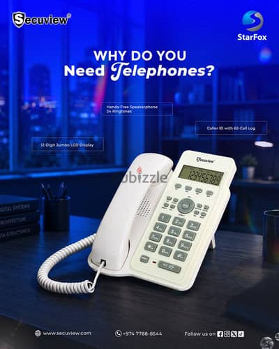 Secuview Telephone with Speakerphone, Caller ID & Jumbo LCD Display
