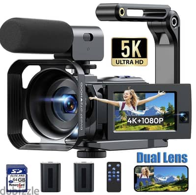 Dual Lens 5K Video Camera Camcorder 56MP Wifi IR Night Vision Vlogging
