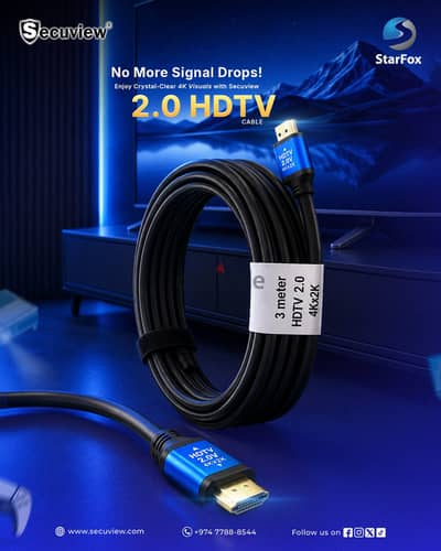 Secuview 2.0 HDTV Cable Durable 3M High-Speed Connectivity.