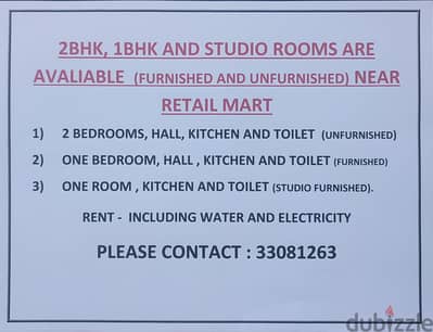 FURNISHED AND UN FURNISHED 2BHK, 1BHK and studio available in WAKRA
