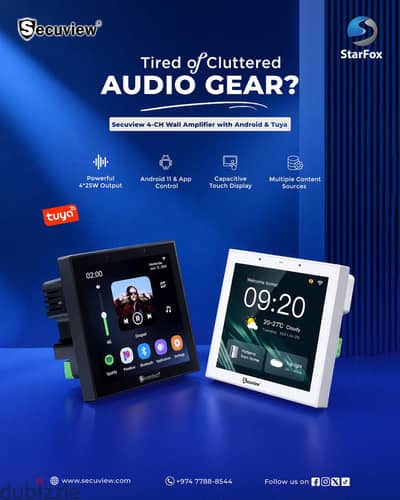 Secuview 4-CH 100W Wall Amplifiers With Android and Tuya