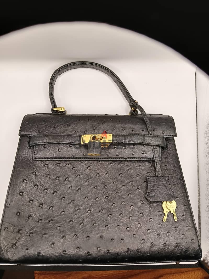 Kelly Style Genuine Ostrich Leather Bag 1