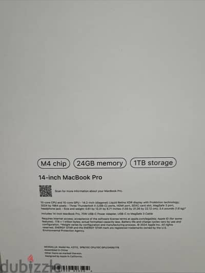 Apple MacBook Pro 14" M4 Chip, 24GB RAM, 1TB SSD