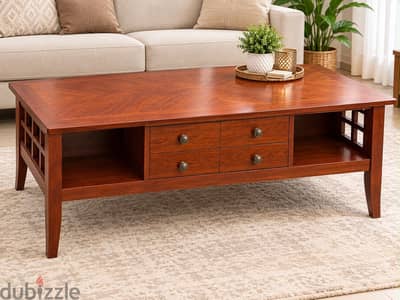 Wood coffee table with drawers