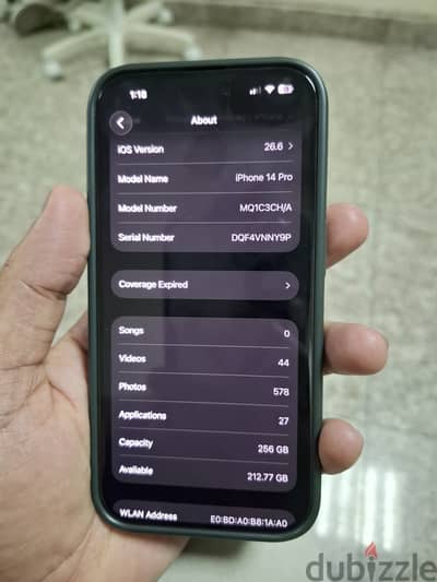 Storage 256gb 14 Pro battery 91 withoutany scratch 2 years old