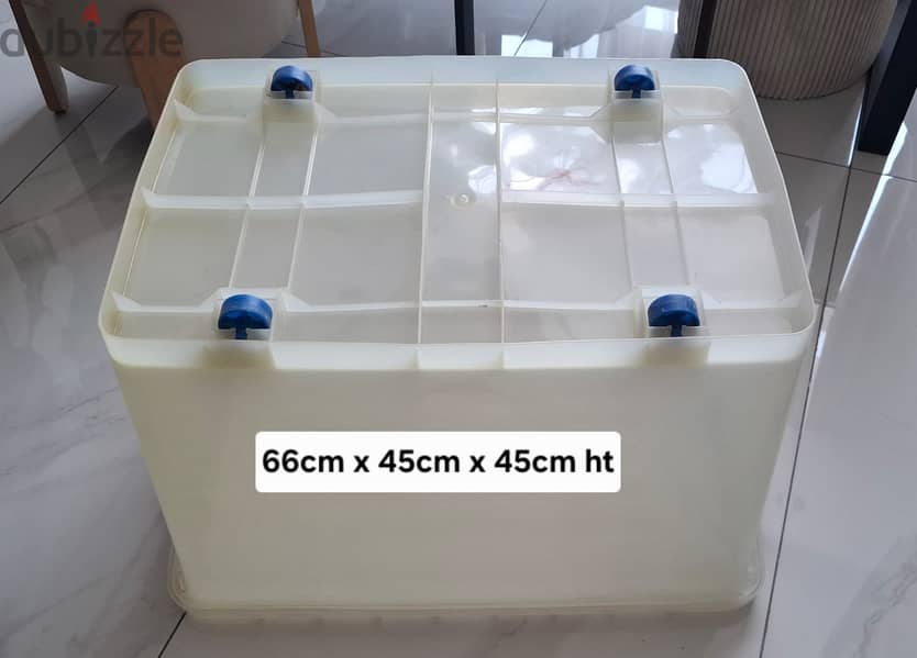 Storage Box with Lockable Blue Handles & Bottom Wheels. 8