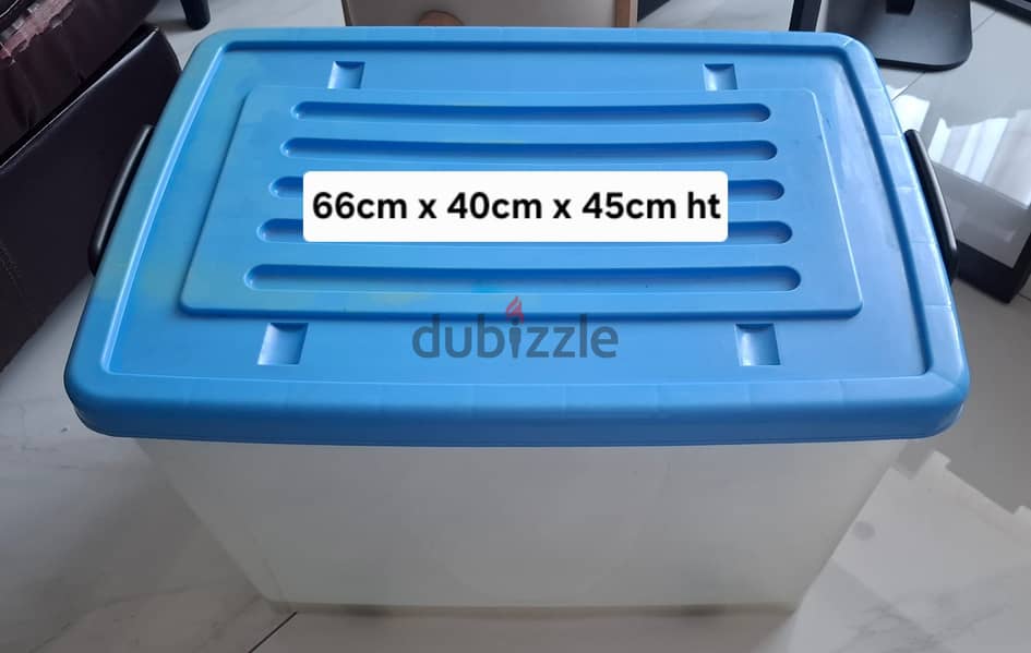 Storage Box with Lockable Blue Handles & Bottom Wheels. 9