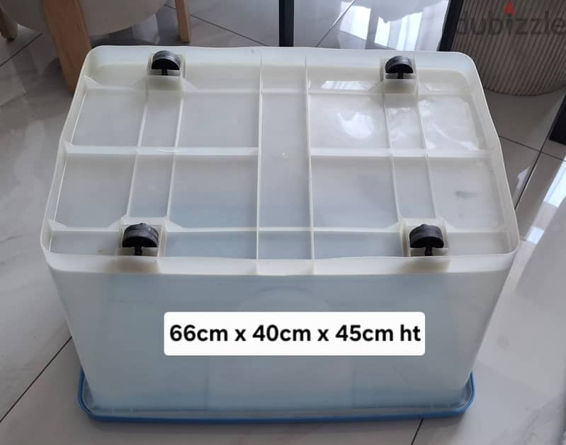 Storage Box with Lockable Blue Handles & Bottom Wheels. 10