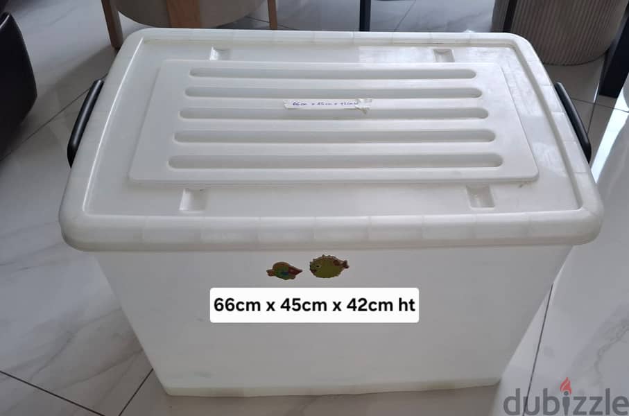 Storage Box with Lockable Blue Handles & Bottom Wheels. 11