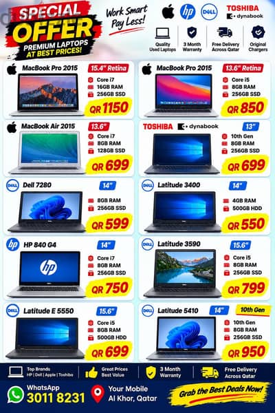 hp dell Toshiba dynabook Apple Macbook's