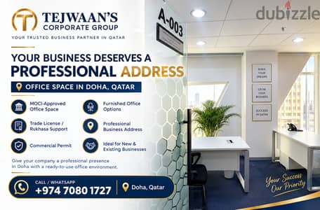 Furnished office space with trade license MOCI approved