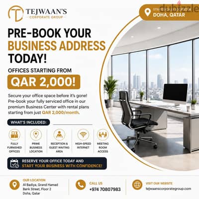  PRE-BOOK YOUR BUSINESS ADDRESS TODAY