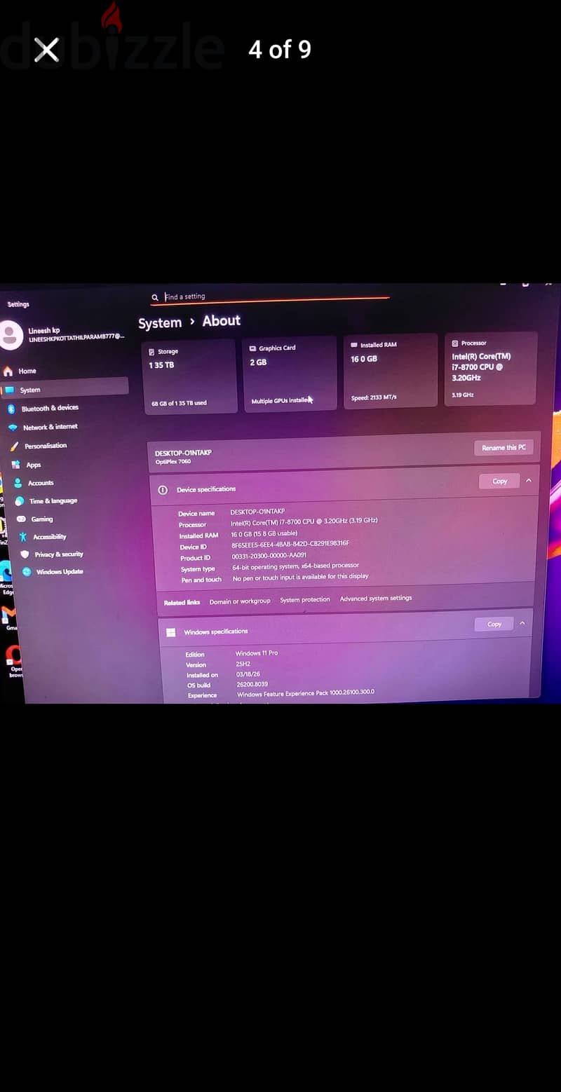 Computer Desktop Dell optiplex 7060 3