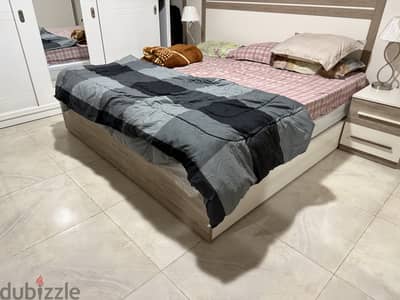Cot with mattress , tv table and dining table with 4 chairs