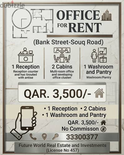 Office for Rent in Bank Street (Souq Road)