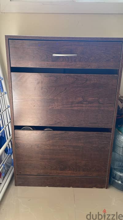 3 ikea chairs,shoe rack-drawer 12 pairs,chest of 3-drawer brown
