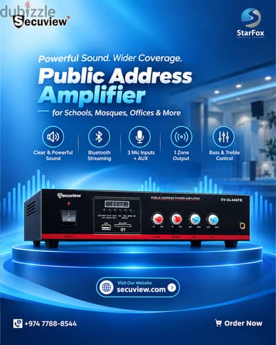 Secuview 40W Public Address Amplifier for Small Spaces