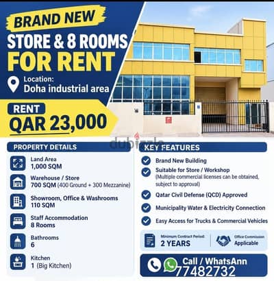 700 Store with 8 Room & Office For Rent
