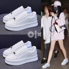 Women's White High Soled Sneaker Fashion Casual Shoes - BF001 0