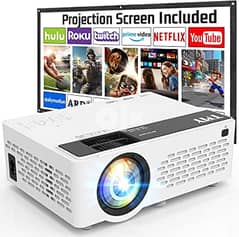 Projector 7500 Lumens with Projector Screen 0
