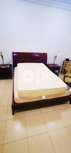 Wooden bed with toe box and wooden cabinet 0