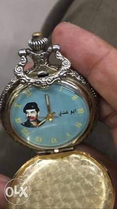 ساعة جيب سويسرية بصورة الزعيم صدام حسين 0