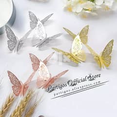 4D Wall Decoration Butterfly 12 pcs set Gold/Rose Gold 0
