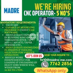 CNC OPERATOR REQUIRE URGENTLY. 0