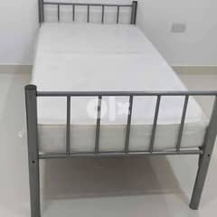 Steel bed with mattress
