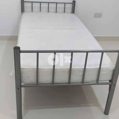 Steel bed with mattress