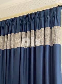 Royal blue raw silk curtain with lining 0