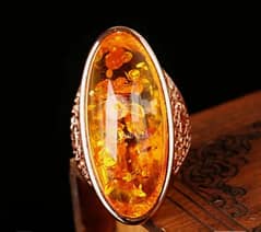 Oval shape Amber stone ring for women 0