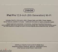 Apple iPad Pro 6th Gen. 256GB, Wi-Fi, 12.9in - Silver New 0