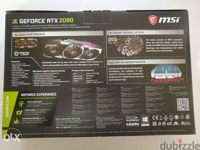 BRAND NEW MSI NVIDIA GeForce RTX 2080 GAMING X TRIO 8GB 3