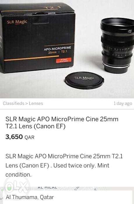 SLR Magic APO MicroPrime Cine 25mm T2.1 Lens for Canon EF mount