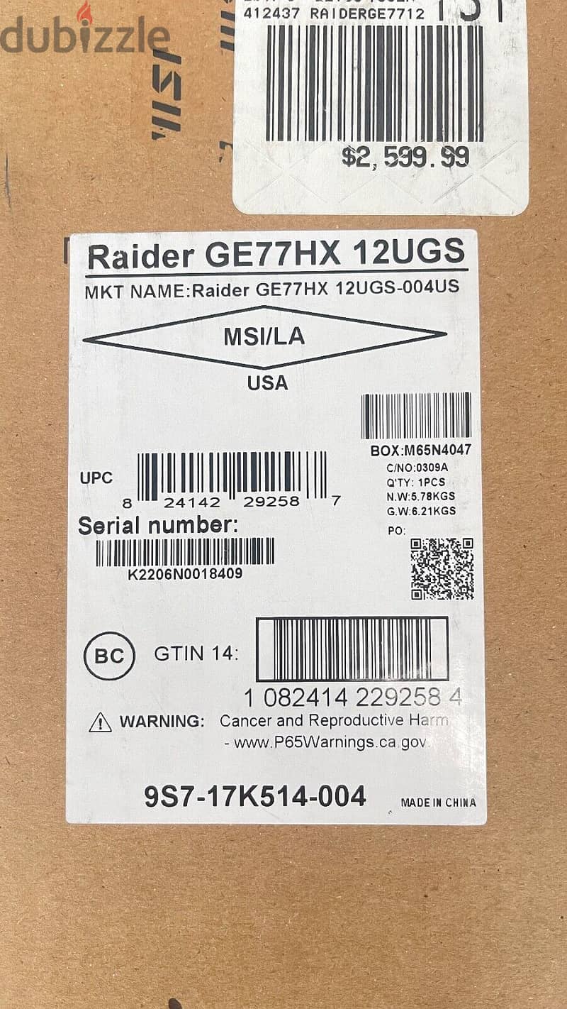 **OFFER** NEW STOCK MSI Raider GE77 HX Raider GE77 HX 12UGS-004 17.3" 1