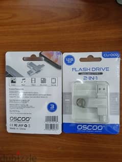 USB 128 GB steel body flash drive, two in one Free delivery 0