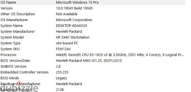 Server PC HP Intel xeon processor 
RAM: 32 GB 2