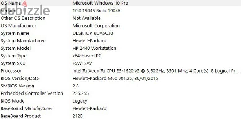 Server PC HP Intel xeon processor 
RAM: 32 GB 6