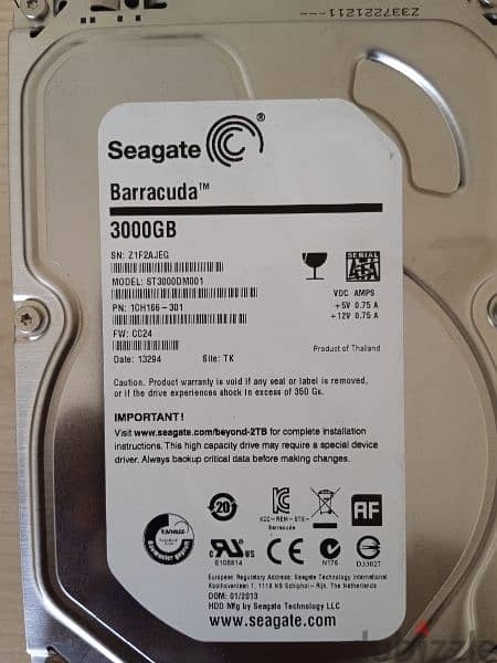 3TB hard disk (3000GB)
Seagate Brand
160 QR only 0